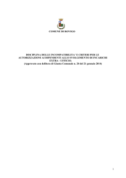 Regolamento per la disciplina delle incompatibilità ed esclusività