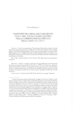 i rapporti tra girolamo tartarotti ed il card. angelo maria querini nella