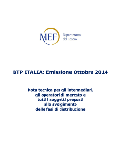 BTP Italia Settima Emissione - Nota per gli operatori di mercato