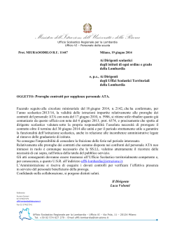Proroghe ATA 2014 - Ufficio scolastico regionale per la Lombardia