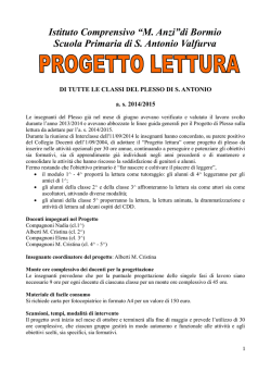 Progetto lettura - Istituto Comprensivo "M. Anzi" Bormio