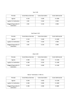 listino prezzi gommoni / raft price list