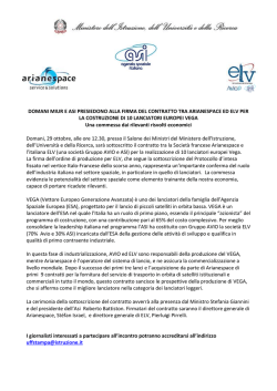 DOMANI MIUR E ASI PRESIEDONO ALLA FIRMA DEL