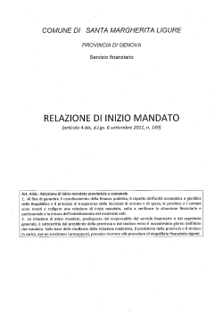 RELAZIONE Dl INIZIO MANDATO - Comune di Santa Margherita