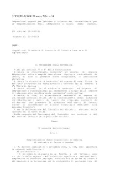 Decreto Legge n. 34/2014 - Ministero del Lavoro e delle Politiche