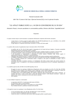 GLI APPALTI PUBBLICI DOPO LA L. DI CONVERSIONE