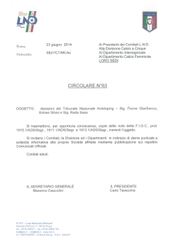 CIRC. 63 LND DECISIONI TRIBUNALE ANTIDOPIG.pd