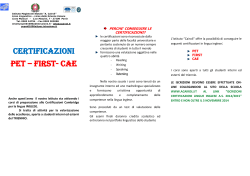CERTIFICAZIONI PET – FIRST- CAE - Istituto Statale A. Cairoli