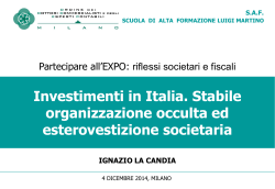 Investimenti in Italia. Stabile organizzazione occulta ed