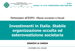 Investimenti in Italia. Stabile organizzazione occulta ed