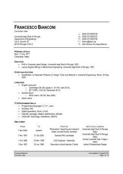 FRANCESCO BIANCONI - Università degli Studi di Perugia