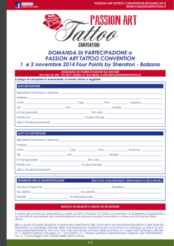 Domanda di partecipazione Passion Art Tattoo 2014