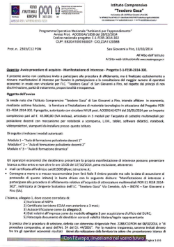 Manifestazione di interesse - Progetto E-1-FESR