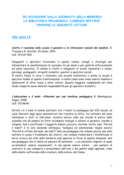 IN OCCASIONE DALLA GIORNATA DELLA MEMORIA