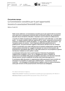 La Commissione consultiva per le pari opportunità incontra le