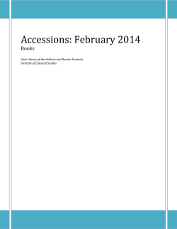 Accessions: February 2014 - Institute of Classical Studies Library