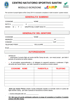 ISCRIZIONE BLU CAMP 2014 - Centro Natatorio Piscine Santini