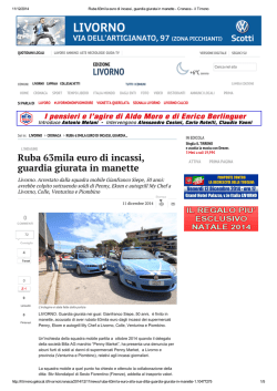 11 12 14 Livorno Ruba 63mila euro di incassi, guardia