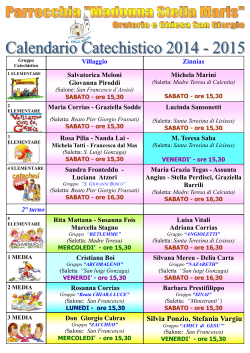 Scarica il Calendario Incontri Catechismo 2014-2015