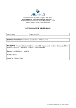 DETERMINAZIONE DIRIGENZIALE OGGETTO: Fornitura di
