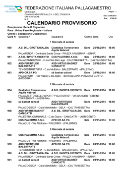 CALENDARIO PROVVISORIO - Federazione Italiana Pallacanestro