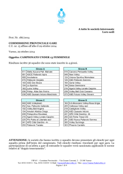 Il documento di indizione del campionato