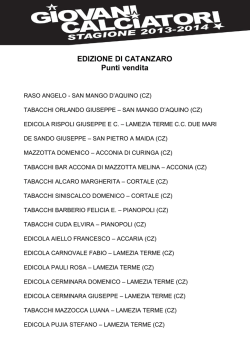 EDIZIONE DI CATANZARO Punti vendita