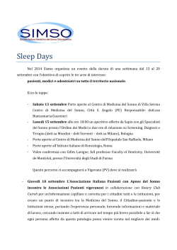 Sleep Days 2014 organizzati da SIMSO, 13-20