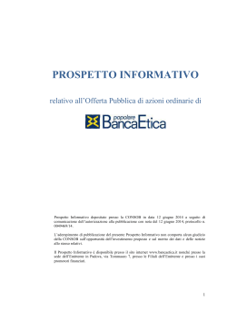 Banca Popolare Etica S.c.p.a Prospetto Informativo