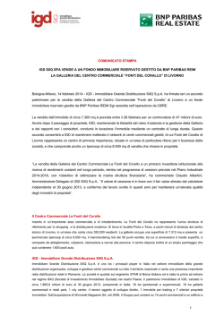 IGD vende a un fondo immobiliare riservato gestito da BNP Paribas