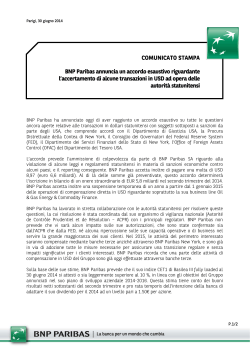 COMUNICATO STAMPA BNP Paribas annuncia un accordo