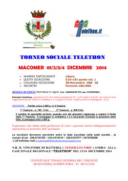 torneo sociale telethon macomer 01/2/3/4 dicembre 2014