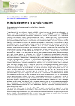 In Italia ripartono le cartolarizzazioni