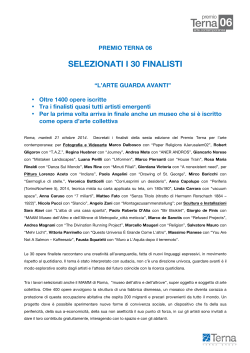 Comunicato Stampa Premio Terna 06. Selezionati i 30 finalisti.