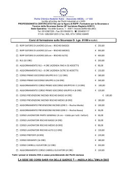 PROGRAMMAZIONE PROSSIMI CORSI