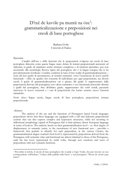 grammaticalizzazione e preposizioni nei creoli di base
