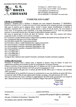comunicato gare dicembre