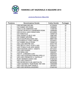 RANKING LIST NAZIONALI A SQUADRE JUSE 2014