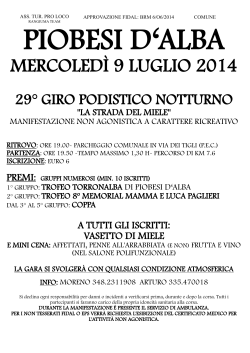 MERCOLEDÌ 9 LUGLIO 2014 - Podistica Castagnitese