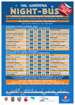 Dal / vom 01.01.2015 al / bis 31.03.2015 • Dal / vom 01.07.2015 al