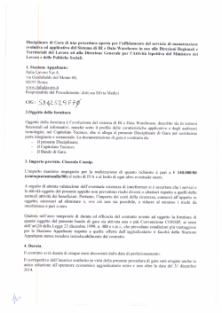 Disciplinare di Gara di una procedura aperta per l