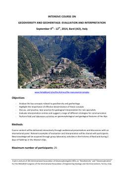 INTENSIVE COURSE ON GEODIVERSITY AND