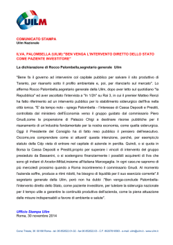 Ilva, dichiarazione di Rocco Palombella