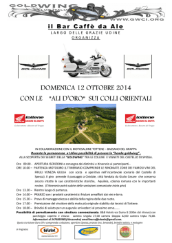 DOMENICA 12 OTTOBRE 2014 CON LE ∙ALI DЎORO∙ SUI