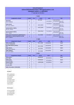Calendario Lezioni aa 2014/2015 1° ciclo da