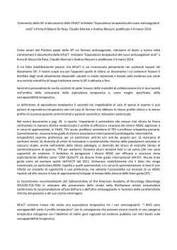 Equivalenza terapeutica dei nuovi anticoagulanti orali