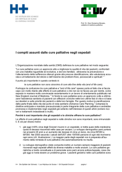 I compiti assunti dalle cure palliative negli ospedali