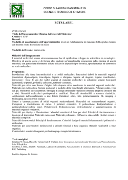 Chimica dei Materiali Organici - Scienze e Tecnologie Chimiche