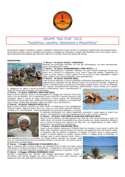 GRUPPI &ldquo;BIG FIVE&rdquo; 2015 &ldquo;Sudafrica, Lesotho, Swaziland e
