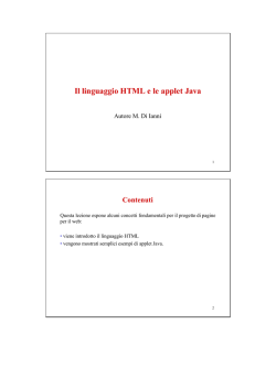 Il linguaggio HTML e le applet Java
